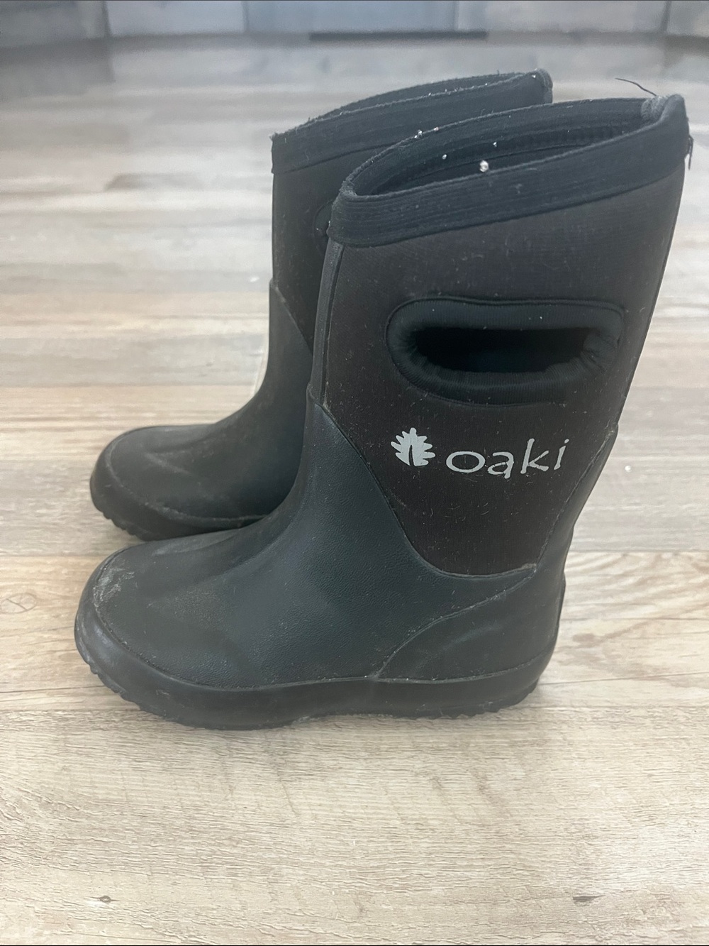 Oaki Black Kids Waterproof Pull-On Rain & Snow Boots